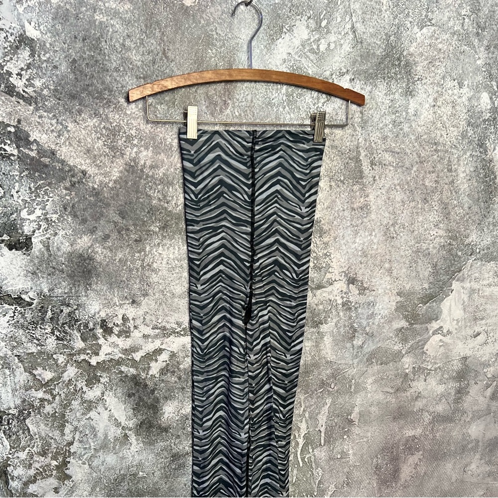 gray and black footless Tiger Tights